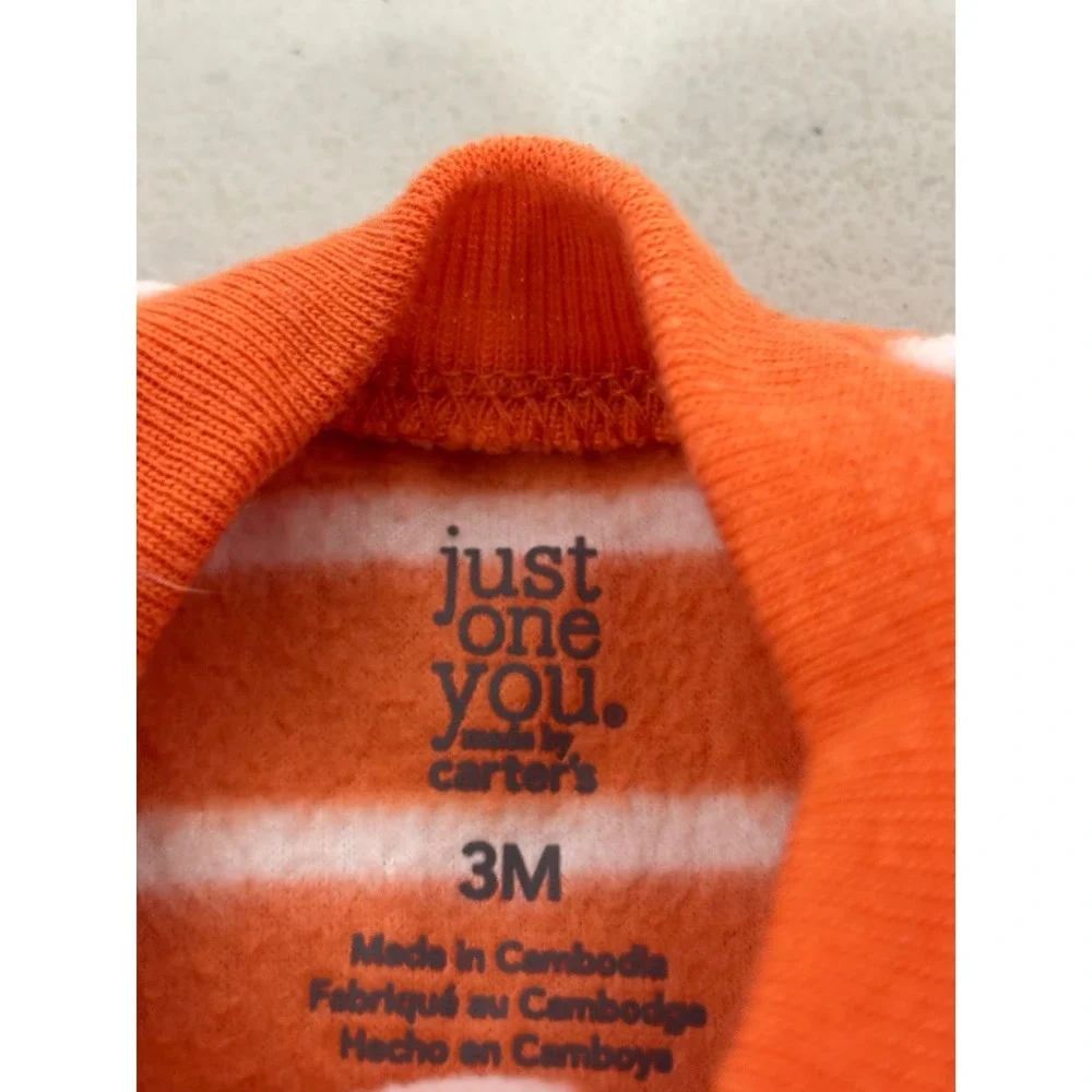 Carters Baby 3M Fleece Footed‎ Sleepers 3 Pack Pumpkin Sports Bear Blue Orange